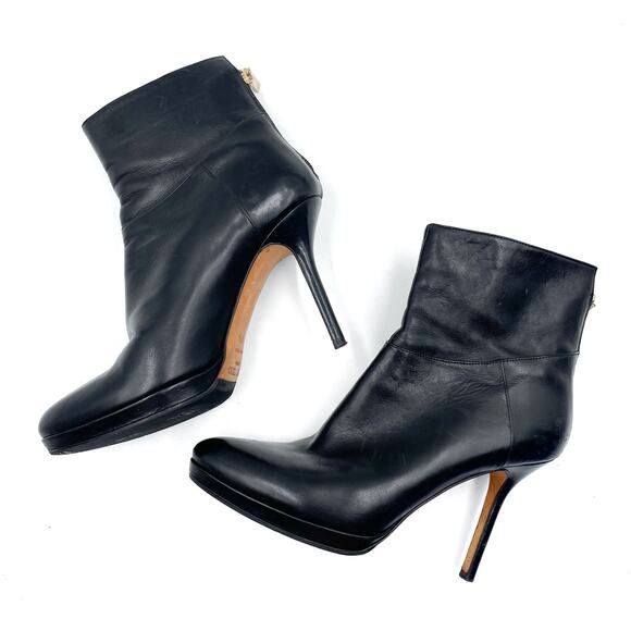 Jimmy Choo Ankle Booties Black Leather Stiletto Heels Boots Sz 37.5 / 7.5 - Picture 6 of 12